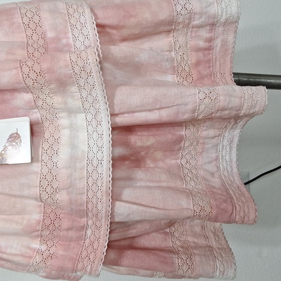 Chelsea & Violet NEW Linen Blend Coquette Pink Cottagecore Tiered Mini Skirt M - Picture 7 of 12